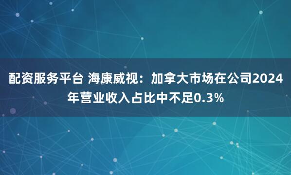 配资服务平台 海康威视：加拿大市场在公司2024年营业收入占比中不足0.3%